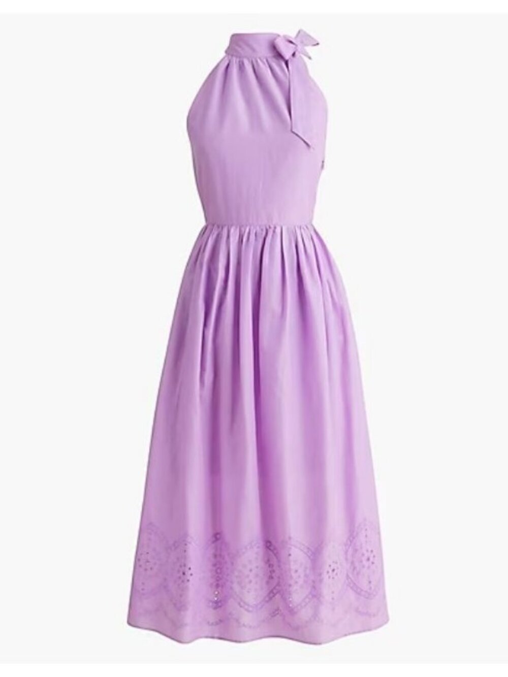 J. Crew Factory Tie-Neck Midi Dress With Eyelet Trim Women's Size 16 Lilac NWT!